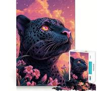 Puzzle da 1000 pezzi per adulti con Pantera Nera e Tramonto,gioco di incastro,stimolante per la mente,ideale come regalo per momenti di relax o per feste di compleanno 38x26cm