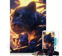 Puzzle da 1000 pezzi per adulti con pantera nera,madre e cucciolo Decorazione perfetta,attività stimolante per la mente,gioco rilassante,regalo festivo per il tempo libero 38x26cm