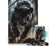 Puzzle da 1000 pezzi per adulti con Pantera Nera nella Foresta,bordi netti,decorazione,gioco per allenare la mente,divertimento rilassante,decorazione natalizia 38x52cm