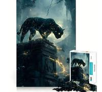 Puzzle da 1000 pezzi per adulti con Pantera Nera su antiche rovine Pezzi ben definiti,attività stimolante per la mente,divertimento rilassante,regalo artistico di compleanno 50x75cm