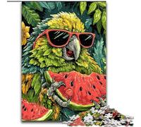 Puzzle da 1000 pezzi per adulti con pappagallo che mangia anguria, realizzato in legno per adolescenti e famiglie, perfetto regalo di Natale, dimensioni 50X75cm