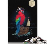Puzzle da 1000 pezzi per adulti con pappagallo pirata sulla nave, puzzle in legno, il miglior regalo per amici e familiari, 1000 pezzi (75x50 cm)