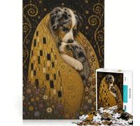Puzzle da 1000 pezzi per adulti con pastore australiano in un abbraccio dorato, un gioco rilassante, divertente e spiritoso, ideale come regalo 50x75cm