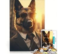 Puzzle da 1000 pezzi per adulti con pastore tedesco in abito elegante, gioco divertente, allena la mente e la manualità, ideale come regalo per tutta la famiglia 50x75cm