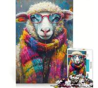 Puzzle da 1000 pezzi per adulti con pecora e sciarpa dai colori vivaci gioco interattivo attività divertenti da fare a casa ideale come regalo per tutta la famiglia 50x75cm