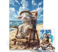Puzzle da 1000 pezzi per adulti con pecora su sedia a sdraio gioco pratico attività divertenti da fare a casa ideale come regalo per tutta la famiglia 50x75cm
