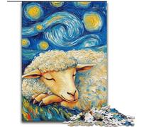 Puzzle da 1000 pezzi per adulti con pecore e cielo notturno, in legno, perfetto come decorazione fai da te o regalo di compleanno 50x75cm per compleanni, vacanze, Natale e Halloween
