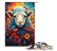Puzzle da 1000 pezzi per adulti con pecorelle colorate e carine divertente per tutta la famiglia con poster abbinato e foglio di quiz 1000 pezzi (38x26 cm)