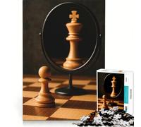 Puzzle da 1000 pezzi per adulti con pedone e re degli scacchi, decorazione da parete, interazione genitore-figlio, ideale come regalo 38x26cm