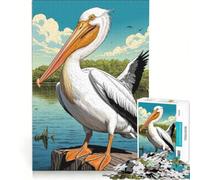 Puzzle da 1000 pezzi per adulti con pellicano bianco americano, gioco impossibile, rilassante e stimolante per la mente, ideale come decorazione da scrivania 38x26cm