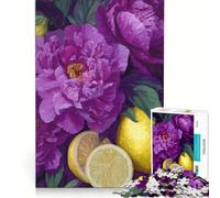 Puzzle da 1000 pezzi per adulti con peonie viola e limoni natura morta Un gioco rilassante divertente e spiritoso ideale come regalo 38x26cm