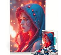 Puzzle da 1000 pezzi per adulti con personaggio dai capelli rossi e cappuccio blu gioco interattivo per genitori e figli ideale come regalo per tutta la famiglia 38x26cm