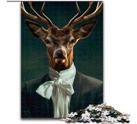 Puzzle da 1000 pezzi per adulti con personaggio di cervo in legno, regalo perfetto per genitori, amanti e amici - età 14+ 50x75cm per compleanno, festa, Natale, Halloween