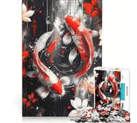 Puzzle da 1000 pezzi per adulti con pesci koi ad acquerello in equilibrio giocattolo fai da te assemblaggio di modelli collezione d'artista belle arti 38x52cm