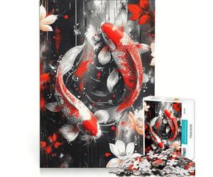Puzzle da 1000 pezzi per adulti con pesci koi ad acquerello in equilibrio giocattolo fai da te assemblaggio di modelli collezione d'artista belle arti 38x52cm