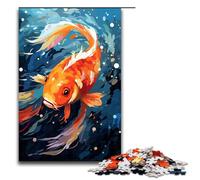 Puzzle da 1000 pezzi per adulti con pesci koi circondati da schizzi in stile gioco puzzle ideale come regalo per tutta la famiglia 75x50 cm