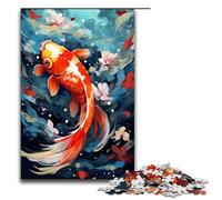 Puzzle da 1000 pezzi per adulti con pesci koi circondati da schizzi in stile puzzle giocattoli per l'intrattenimento della famiglia decorazioni e regali unici per la casa 75x50 cm