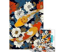 Puzzle da 1000 pezzi per adulti con pesci koi e fiori ideale come antistress perfetto per rilassarsi a casa e stimolare la mente (dimensioni: 50x75cm)