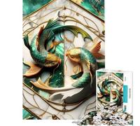 Puzzle da 1000 pezzi per adulti con pesci koi Yin Yang e Kintsugi Aiuta a stimolare la mente ideale per la decorazione della casa e come gioco pratico per ragazzi dai 14 anni in su (38x52cm)