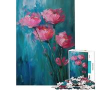 Puzzle da 1000 pezzi per adulti con petali rosa e giardino blu sfida educativa per divertimento e relax in famiglia adatto a partire dai 14 anni (38x26cm)