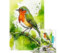 Puzzle da 1000 pezzi per adulti con pettirosso ad acquerello su un ramo gioco per famiglie gioco stimolante ottimo regalo e antistress (dimensioni 50x75cm)