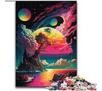 Puzzle da 1000 pezzi per adulti con pianeta colorato che esplode, realizzato in legno, perfetto come decorazione fai da te o regalo di compleanno 50x75cm per compleanni, vacanze, Natale e Halloween