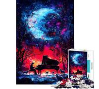 Puzzle da 1000 pezzi per adulti con pianoforte sotto una luna cosmica rompicapo divertente e spiritoso ideale come regalo per tutta la famiglia (dimensioni 38x26cm)
