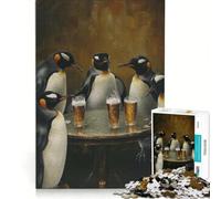 Puzzle da 1000 pezzi per adulti con pinguini e birra in una taverna giochi educativi decorazione per la casa collezione d'artista belle arti 38x26cm