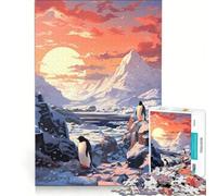 Puzzle da 1000 pezzi per adulti con pinguini in un paesaggio montano innevato gioco rilassante assemblaggio di figure lista dei desideri con Babbo Natale 38x52cm