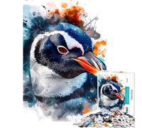 Puzzle da 1000 pezzi per adulti con pinguino ad acquerello Un gioco avvincente per coltivare la pazienza ideale per tutta la famiglia antistress e come regalo di compleanno (dimensioni 38x52cm)