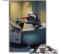 Puzzle da 1000 pezzi per adulti con pinguino che legge il giornale. Puzzle difficili per adulti, dimensioni 50x75cm. Perfetto per Halloween, Natale, regalo di compleanno.