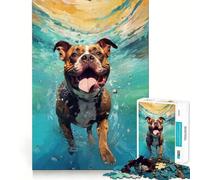 Puzzle da 1000 pezzi per adulti con pitbull subacqueo,gioco di memoria divertente,componenti robusti e ben rifiniti, alleviare lo stress (38x52cm)