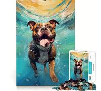 Puzzle da 1000 pezzi per adulti con pitbull subacqueo,ideale per allenare la mente,con pezzi ben tagliati e senza sbavature Attività di gruppo emozionante (50x75cm)