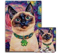 Puzzle da 1000 pezzi per adulti, con pittura a olio di gatti, in legno, per il divertimento in famiglia, adatti come decorazione da scrivania per bambini dai 14 anni in su, 50x75cm