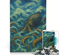 Puzzle da 1000 pezzi per adulti con polpo in un oceano vorticoso giocattolo educativo rilassante e stimolante per la mente ottimo regalo per gli appassionati di videogiochi 50x75cm