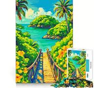 Puzzle da 1000 pezzi per adulti con ponte su un'isola tropicale, ritaglio preciso, gioco creativo per stimolare la mente, svago e divertimento, regalo di compleanno (50x75cm)