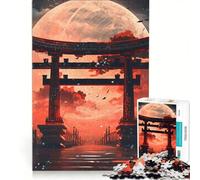 Puzzle da 1000 pezzi per adulti con porta Torii e luna piena decorazione da parete interazione genitore-figlio ideale come regalo 50x75cm