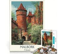 Puzzle da 1000 pezzi per adulti con poster del Castello di Malbork, gioco impossibile, interazione genitore-figlio, lista dei desideri con Babbo Natale 50x75cm