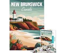 Puzzle da 1000 pezzi per adulti con poster del faro del New Brunswick sfida per l'intelligenza gioco avvincente decorazione da parete regalo perfetto (dimensioni 38x52cm)