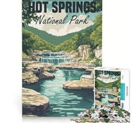 Puzzle da 1000 pezzi per adulti con poster del Parco Nazionale delle Sorgenti Termali, gioco educativo, allena la mente e la mano, migliora l'amore tra le coppie 50x75cm