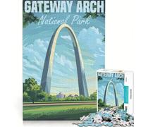 Puzzle da 1000 pezzi per adulti con poster del Parco Nazionale Gateway Arch, gioco divertente, stimolante da completare, per rafforzare l'amore tra le coppie 38x26cm