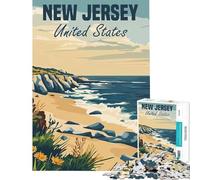 Puzzle da 1000 pezzi per adulti con poster della costa del New Jersey Gioco avvincente per coltivare la pazienza pratico per la decorazione della casa e come regalo di compleanno (dimensioni 50x75cm)