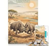 Puzzle da 1000 pezzi per adulti con poster della fauna selvatica delle pianure del Lesotho, gioco impossibile, interazione genitore-figlio, lista dei desideri con Babbo Natale 38x26cm