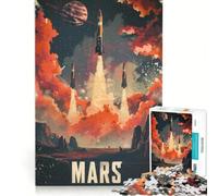 Puzzle da 1000 pezzi per adulti con poster della missione su Marte gioco interattivo gara di velocità manuale con pezzi a incastro di forma casuale 38x26cm