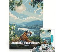 Puzzle da 1000 pezzi per adulti con poster della Riserva delle Tigri di Anamalai, India Gioco impossibile, sfida difficile, per rafforzare l'amore tra le coppie 38x26cm