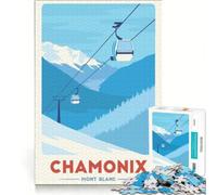 Puzzle da 1000 pezzi per adulti con poster della stazione sciistica di Chamonix Mont Blanc, gioco impossibile, interazione genitore-figlio, ideale per compleanni e Natale 38x52cm