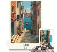 Puzzle da 1000 pezzi per adulti con poster di Bari Puglia, gioco per famiglie, assemblaggio di figure, compleanno e Natale 38x52cm