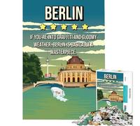 Puzzle da 1000 pezzi per adulti con poster di Berlino divertente da viaggio gioco impossibile per giochi educativi sfida giocattolo divertente regalo per migliorare la memoria (dimensioni 50x75cm)