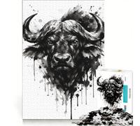 Puzzle da 1000 pezzi per adulti con poster di Buffle Africain gioco rilassante taglio di precisione adatto per la decorazione della scrivania 50x75cm