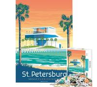 Puzzle da 1000 pezzi per adulti con poster di St Petersburg Florida sfida per l'intelligenza e il cervello gioco avvincente giochi per famiglie decorazione per la casa ottimo regalo (38x52cm)